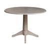 International Concepts Round Pedestal Table, 42 in W X 42 in L X 30.3 in H, Wood, Washed Gray Taupe K09-42DPT-27B